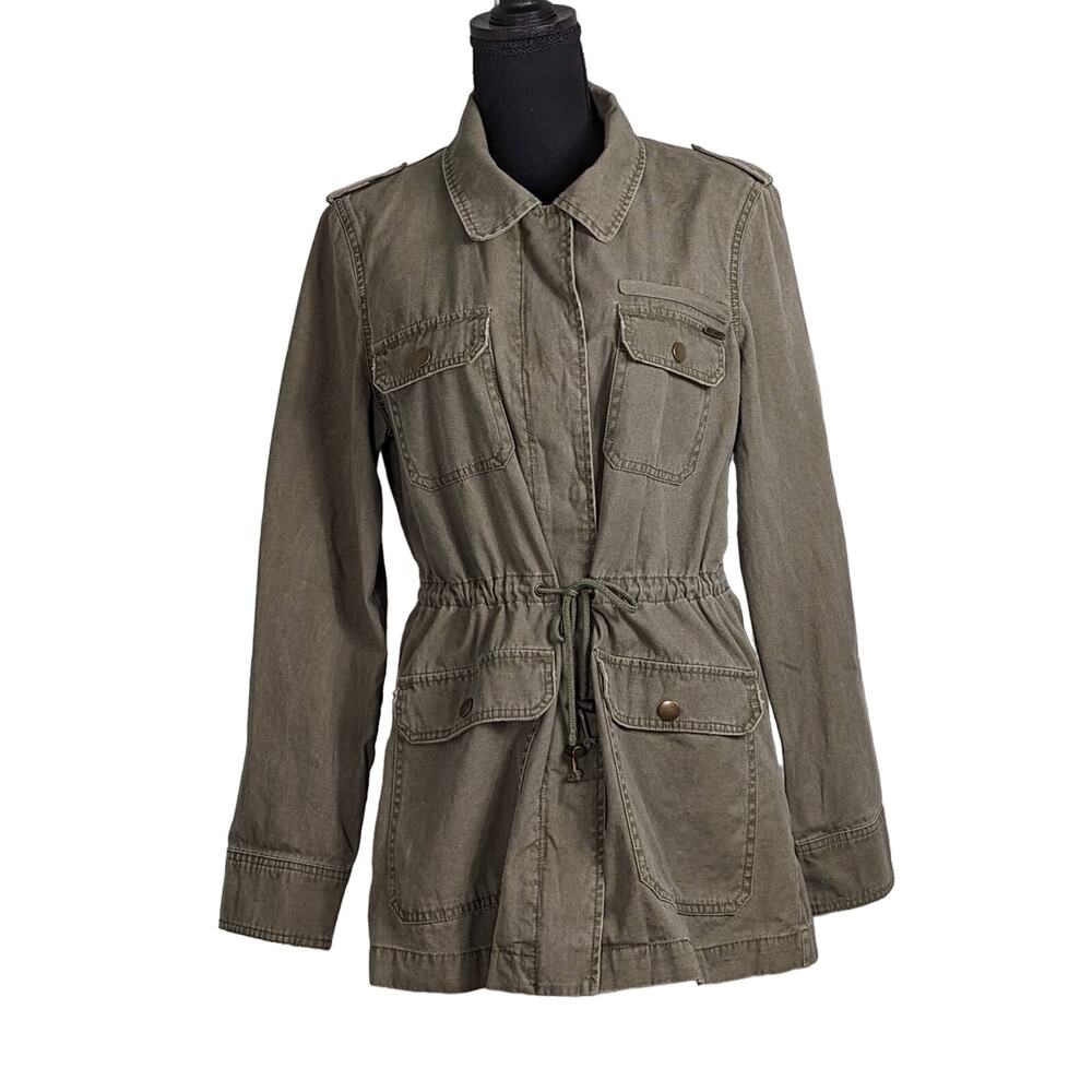 Billabong Womens Army Green Cargo Utility Lightweight Jacket sz Large